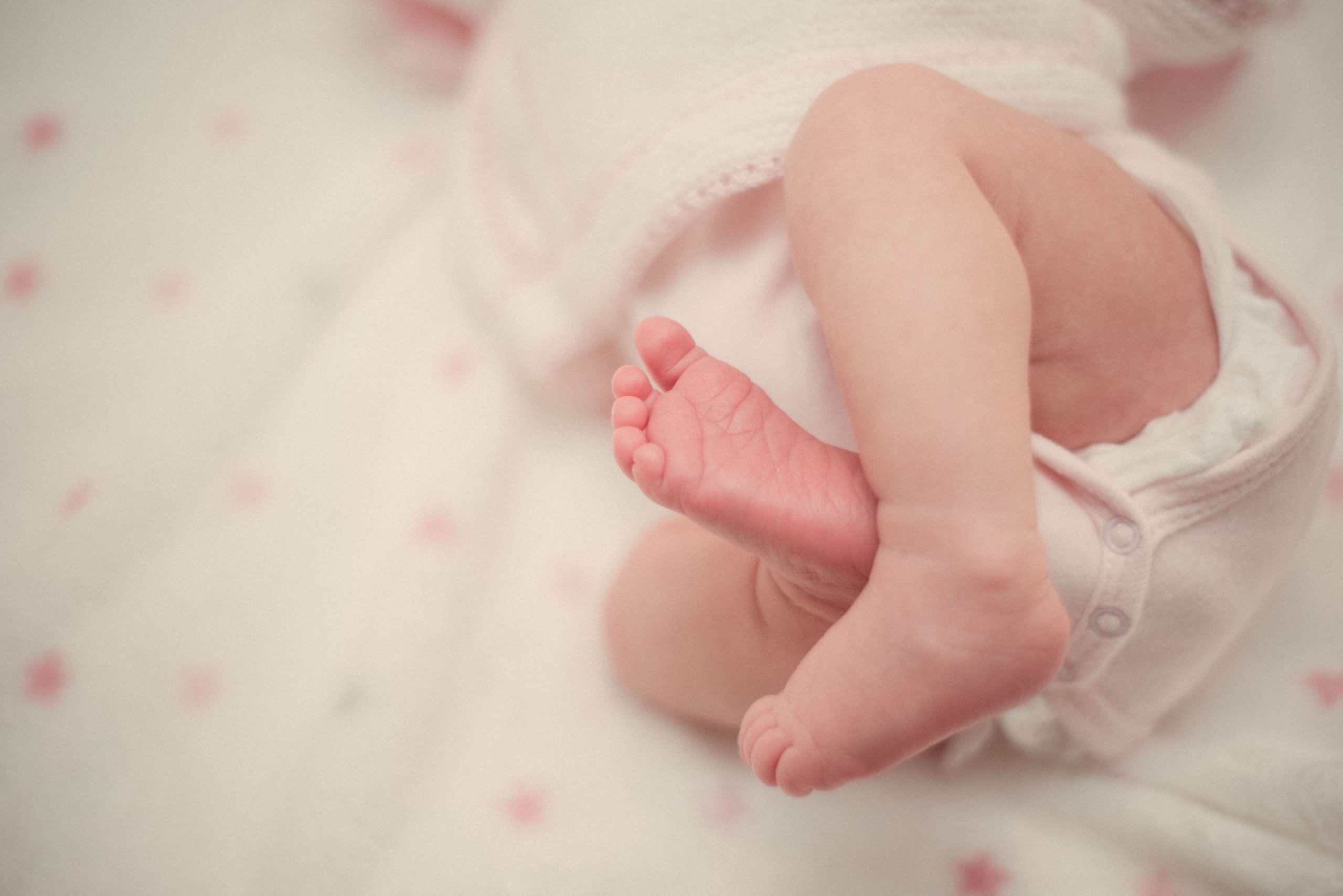 A newborn baby's feet